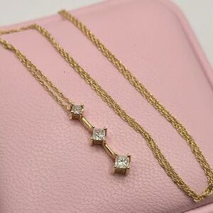 Stampd Gold Necklace with Square Crystal Accents